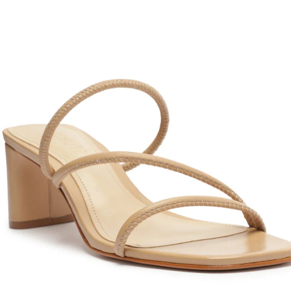 Schutz Chessie Mid Nappa Leather Sandal - True Beige, Size US 10.5
